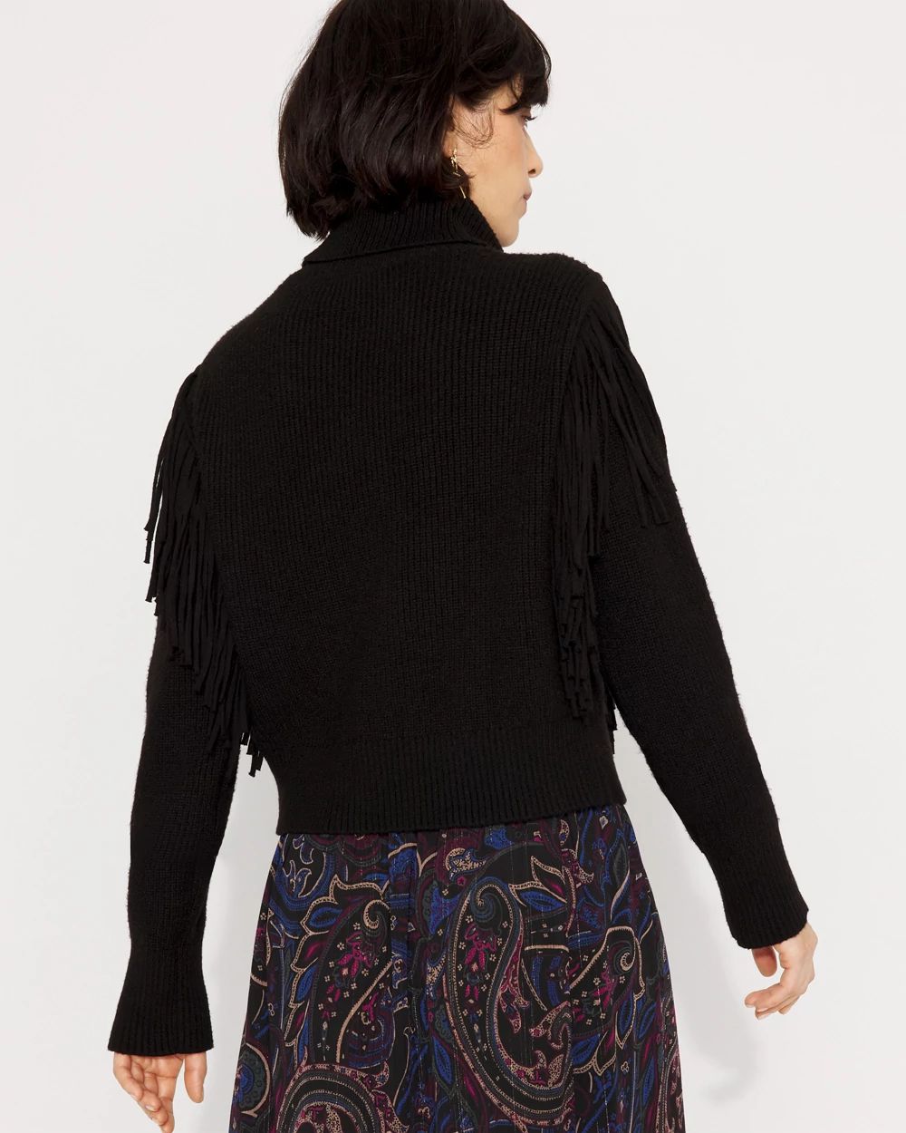 Fringe Turtleneck Sweater | White House Black Market